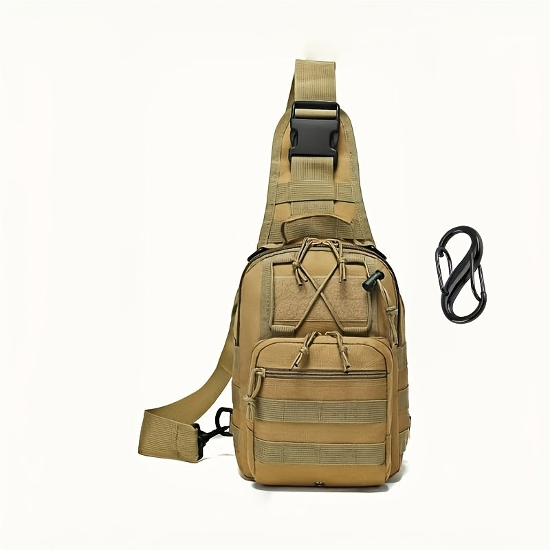 Tactical Sling Bag Outdoor Chest Pack Crossbody – Oxford Fabric Single Shoulder Backpack for Hiking Camping Travel Cycling EDC Hunting – Tan Green Black & American Flag Editions