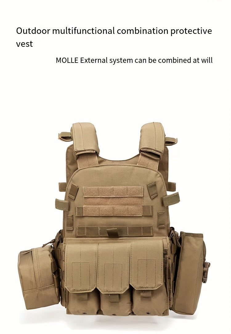 Tactical MOLLE Vest 6094 Multi-Functional Plate Carrier for Men - Outdoor Combat Training CS Airsoft Paintball Hunting Vest - Adjustable Military Green Black Army Green Brown Mud Color