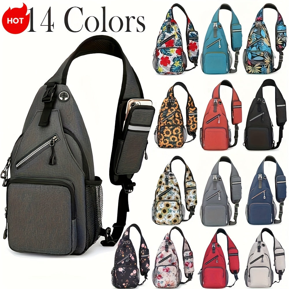 Crossbody Sling Bag for Men Women Large Capacity – Single Shoulder Travel Bag Multi-Purpose Outdoor Hiking Commuter Everyday Carry EDC Bag Secure Zipper Closure Unisex 14 Colors