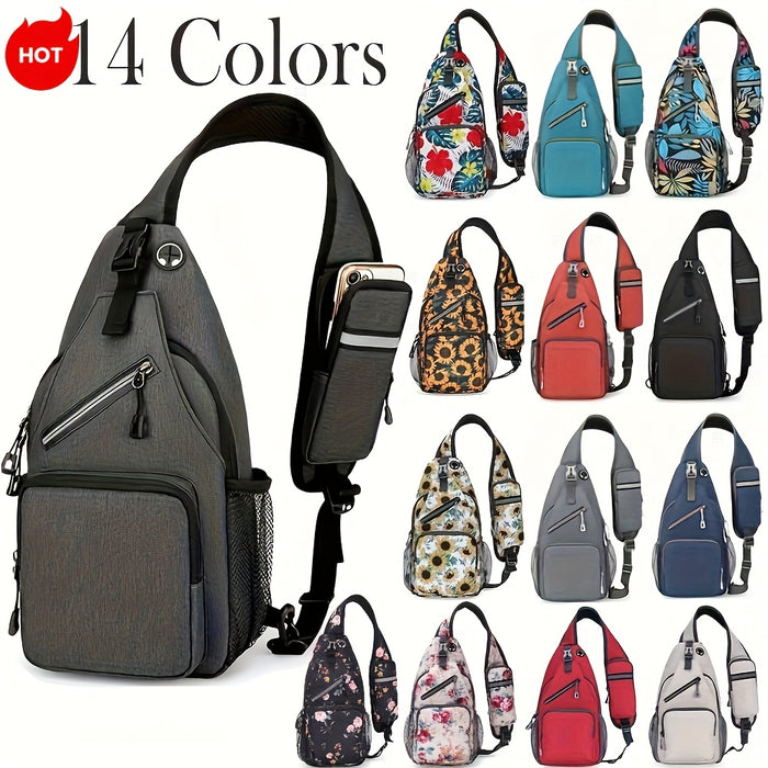 Crossbody Sling Bag for Men Women Large Capacity – Single Shoulder Travel Bag Multi-Purpose Outdoor Hiking Commuter Everyday Carry EDC Bag Secure Zipper Closure Unisex 14 Colors