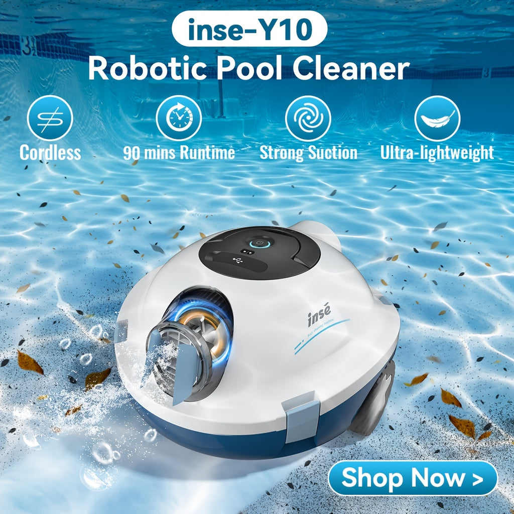 Cordless Robotic Pool Cleaner Automatic Vacuum 90 Min Runtime IPX8 Waterproof Self-Parking Lightweight, Robot Pool Cleaner for Flat Above Ground In-Ground Pool Up to 65 Ft 1100 Sq Ft