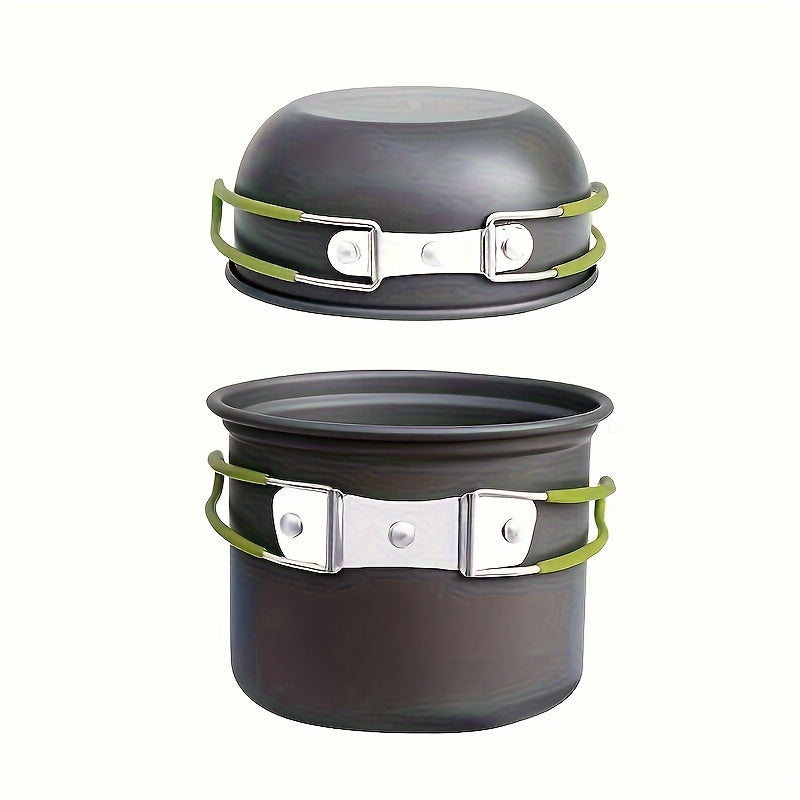 Camping Cookware Set Stainless Steel Pot with Foldable Utensils Compact Backpacking Cook Set for Outdoor Camping Hiking Picnic Lightweight Travel Kitchen Gear