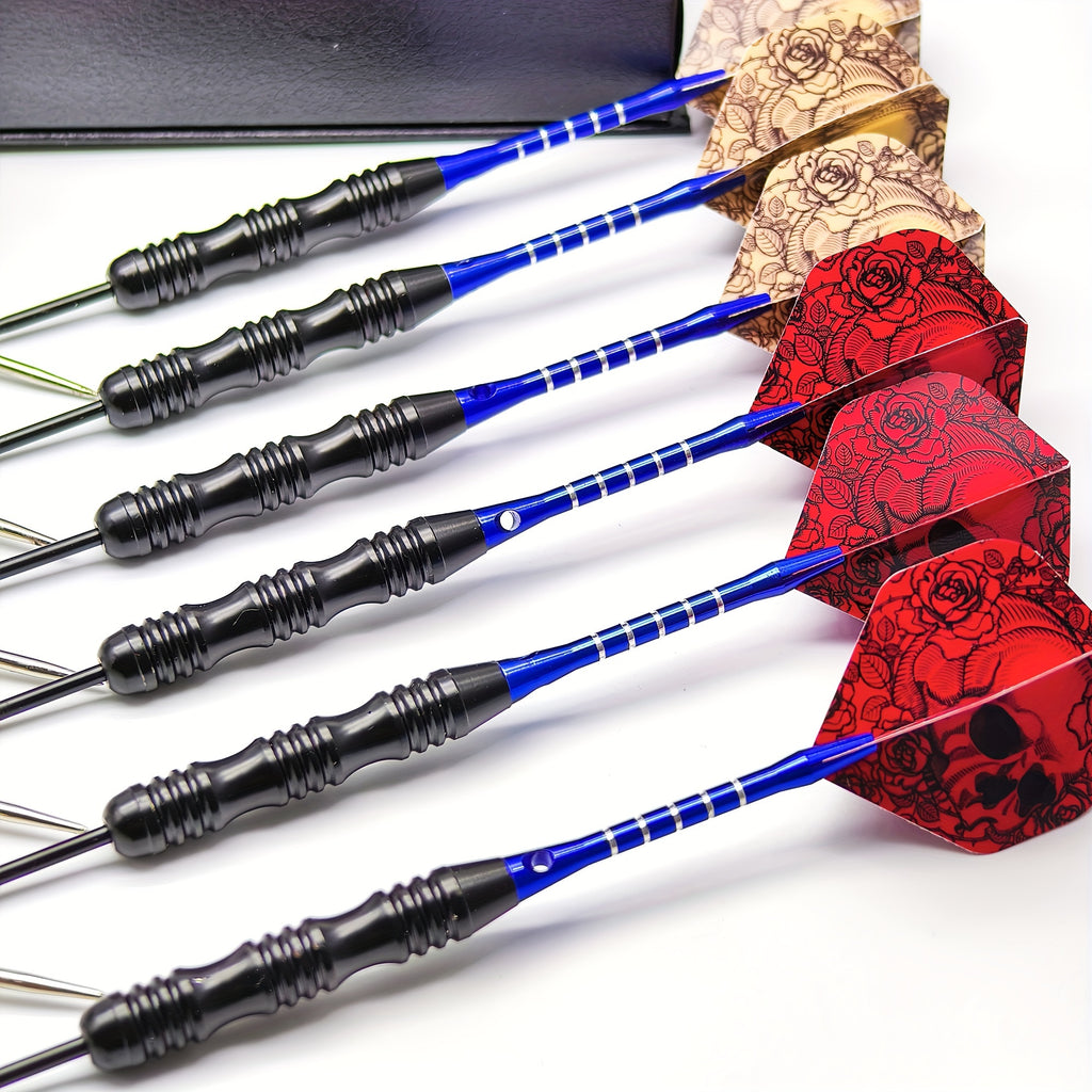 Steel Tip Darts Gift Set with Dart Flights Aluminum Alloy Shaft Skull Wings Indoor Outdoor Bar Club Game Competition Gift Box 6 or 12 Pack