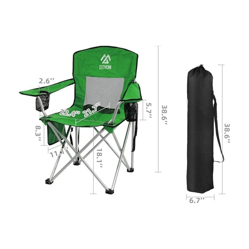 Folding Camping Chair with Canopy Sunshade Portable Beach Chair – 225 lbs Support Wide Seat Cup Holder Carrying Bag for Outdoor Lawn