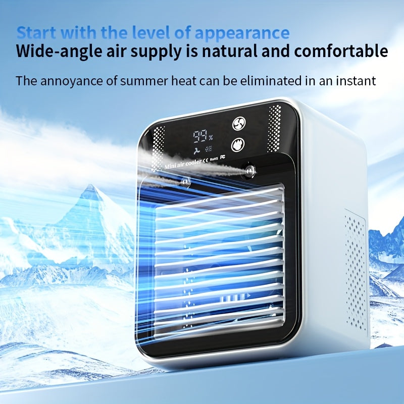 Portable Air Conditioner Fan - 6000mAh Rechargeable Personal Cooling Fan, USB-C Charging, 2 Wind Speeds & 2 Wind Modes, Touch Control, Indoor Outdoor Portable Mini AC Fan for Home, Office & Travel