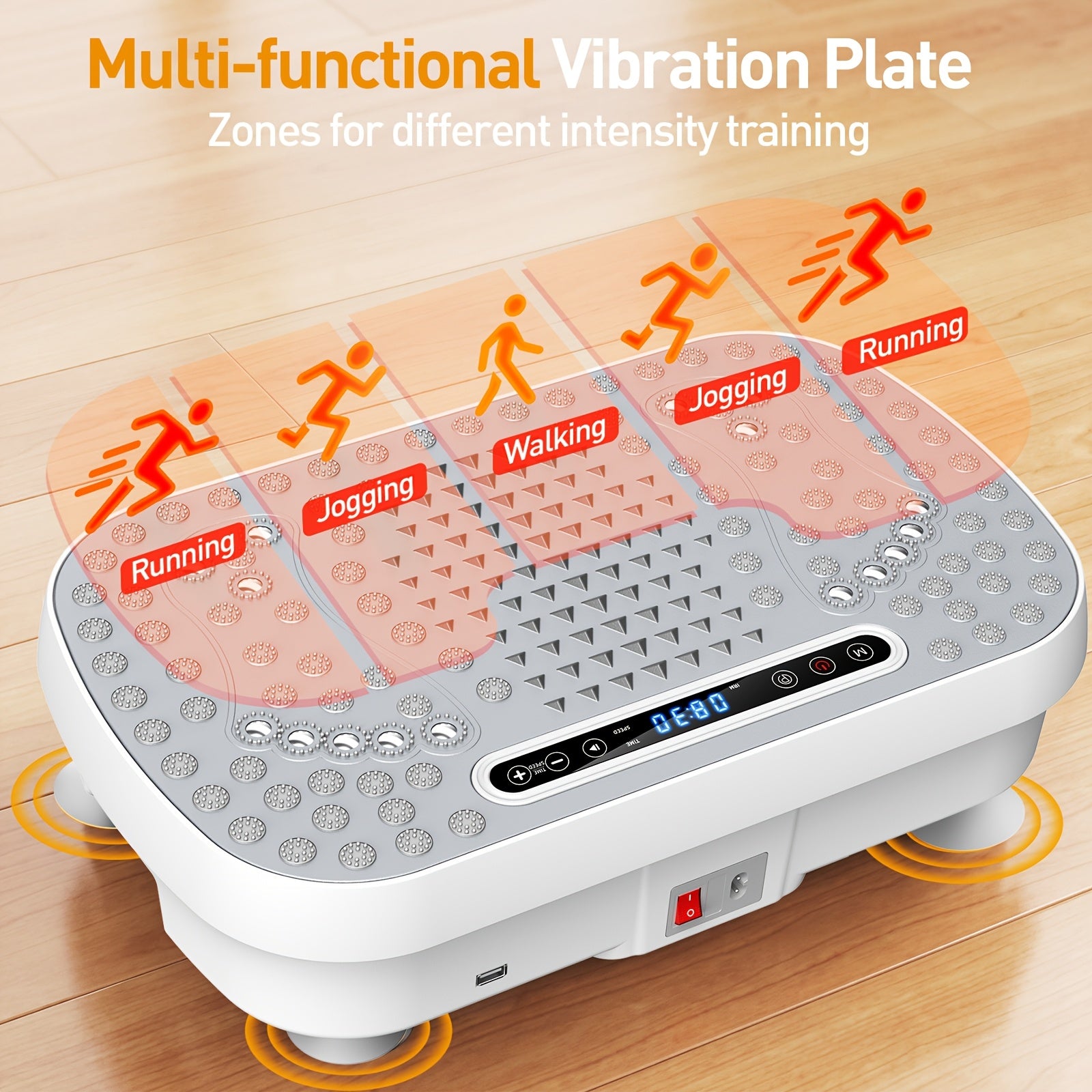 Vibration Plate Whole Body Workout Machine – Silent Motor Adjustable Speed Lymphatic Drainage Fitness Platform Home Gym White Black