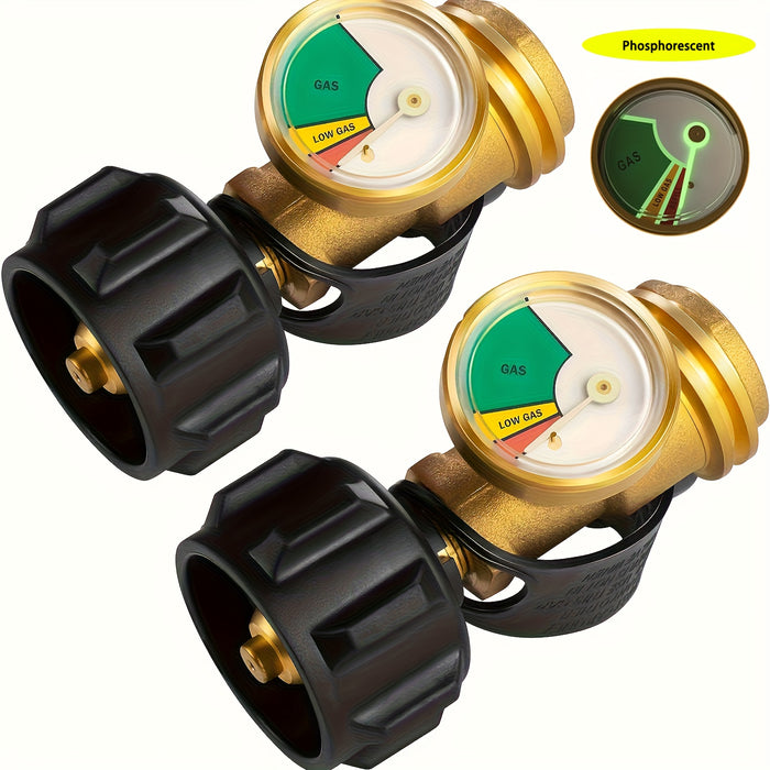 Propane Tank Gauge Level Indicator & Leak Detector – QCC1 Type 1, Fits 5-40LB Tanks, Color-Coded Dial for BBQ Grill, RV, Camper, Fire Pit & Camping Stove
