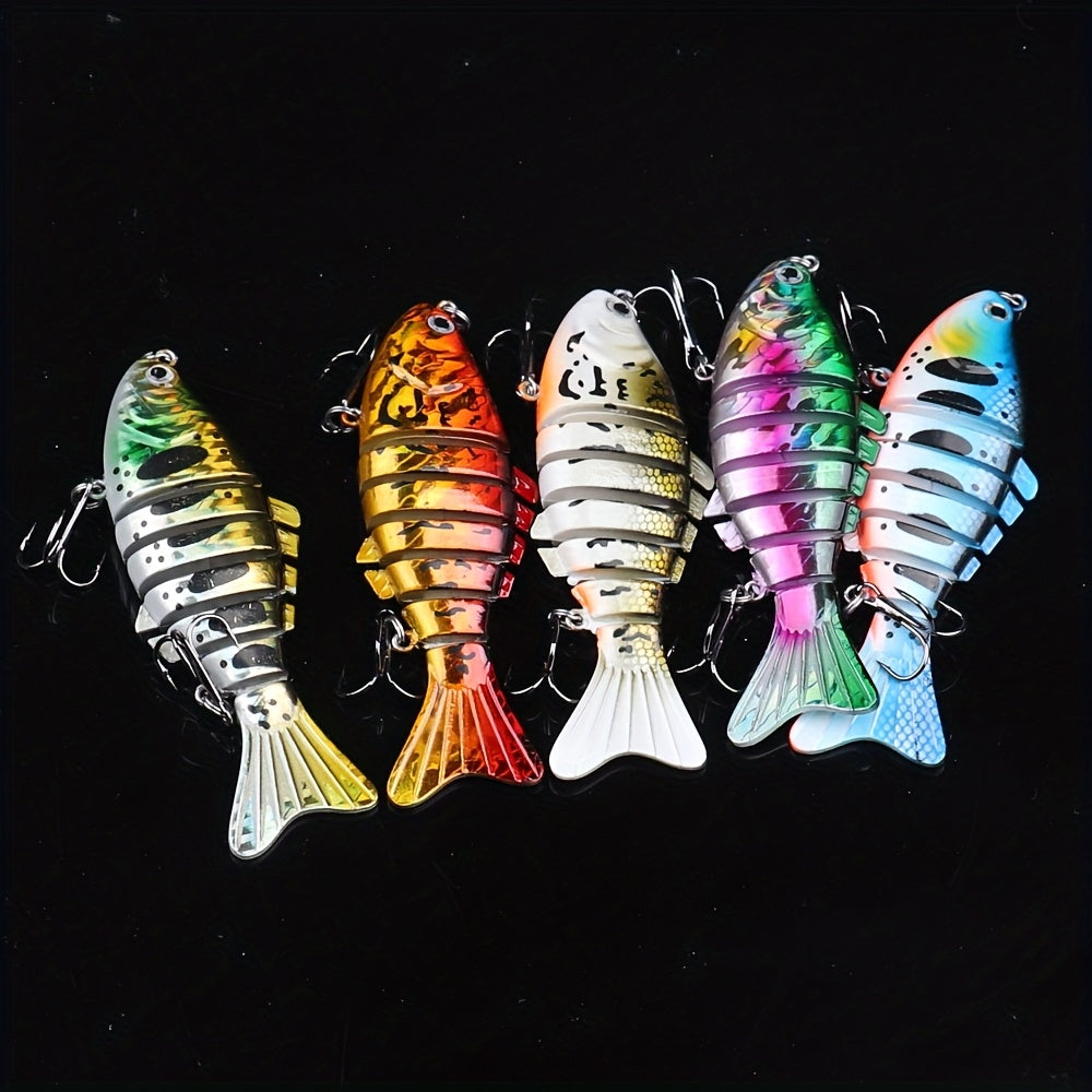 Swimbait Fishing Lures Set 5 Pack – Multi-Jointed Lifelike Hard Bait for Bass, Trout, Pike & Walleye, Freshwater & Saltwater, Treble Hooks Included, Tackle Kit for All Skill Levels