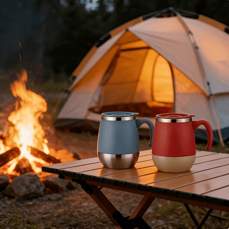 Insulated Coffee Mug with Lid 18.81oz – 304 Stainless Steel Double Wall Vacuum Thermal Cup for Hot Cold Drinks, Travel Tumbler, Christmas Holiday Gift