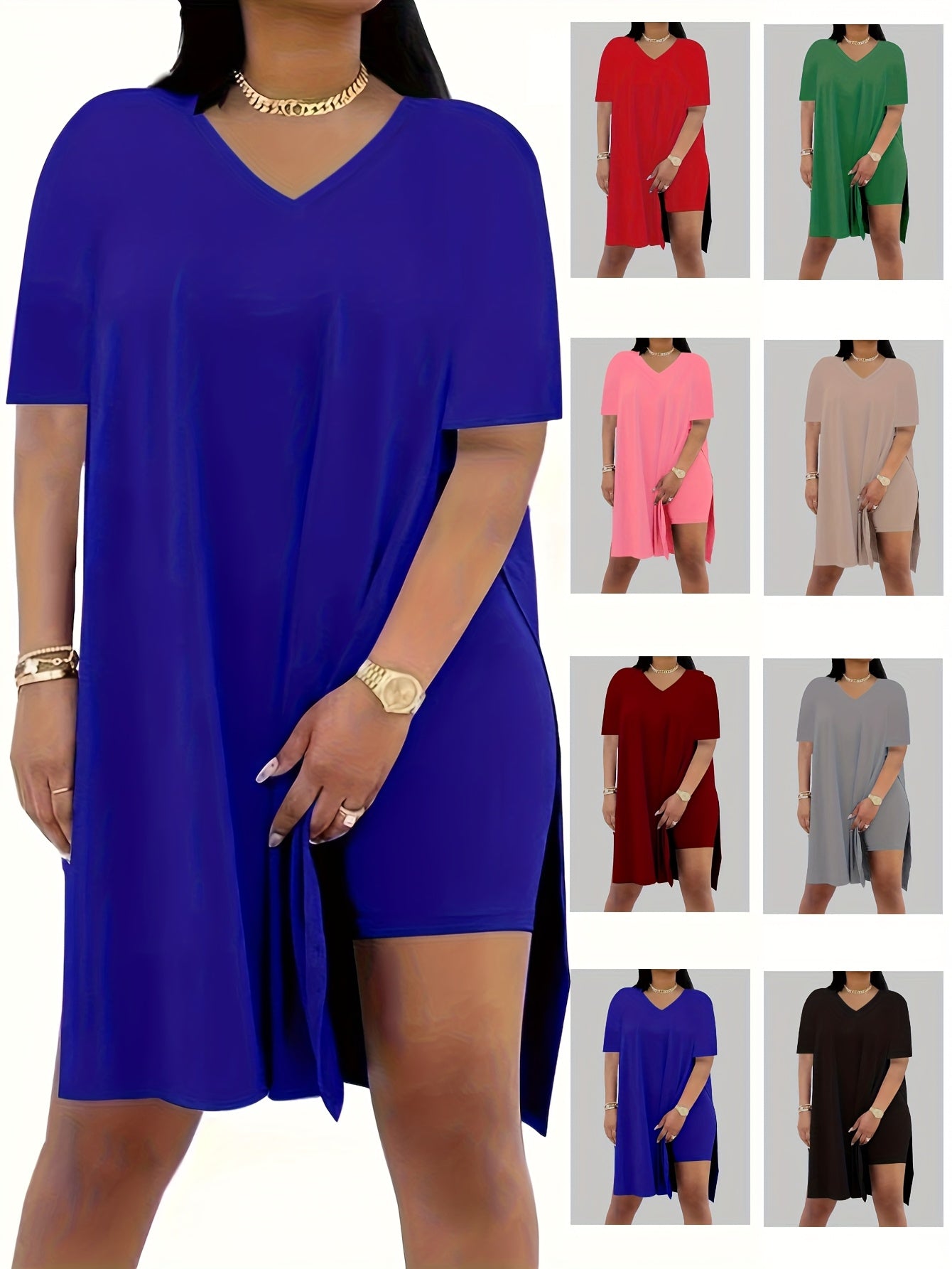 Women's V-Neck Short Sleeve Top & Shorts Set – Stretch Solid Color Activewear for Yoga Gym Jogging Casual Wear Black Brown Burgundy Green Blue Pink S-XXL