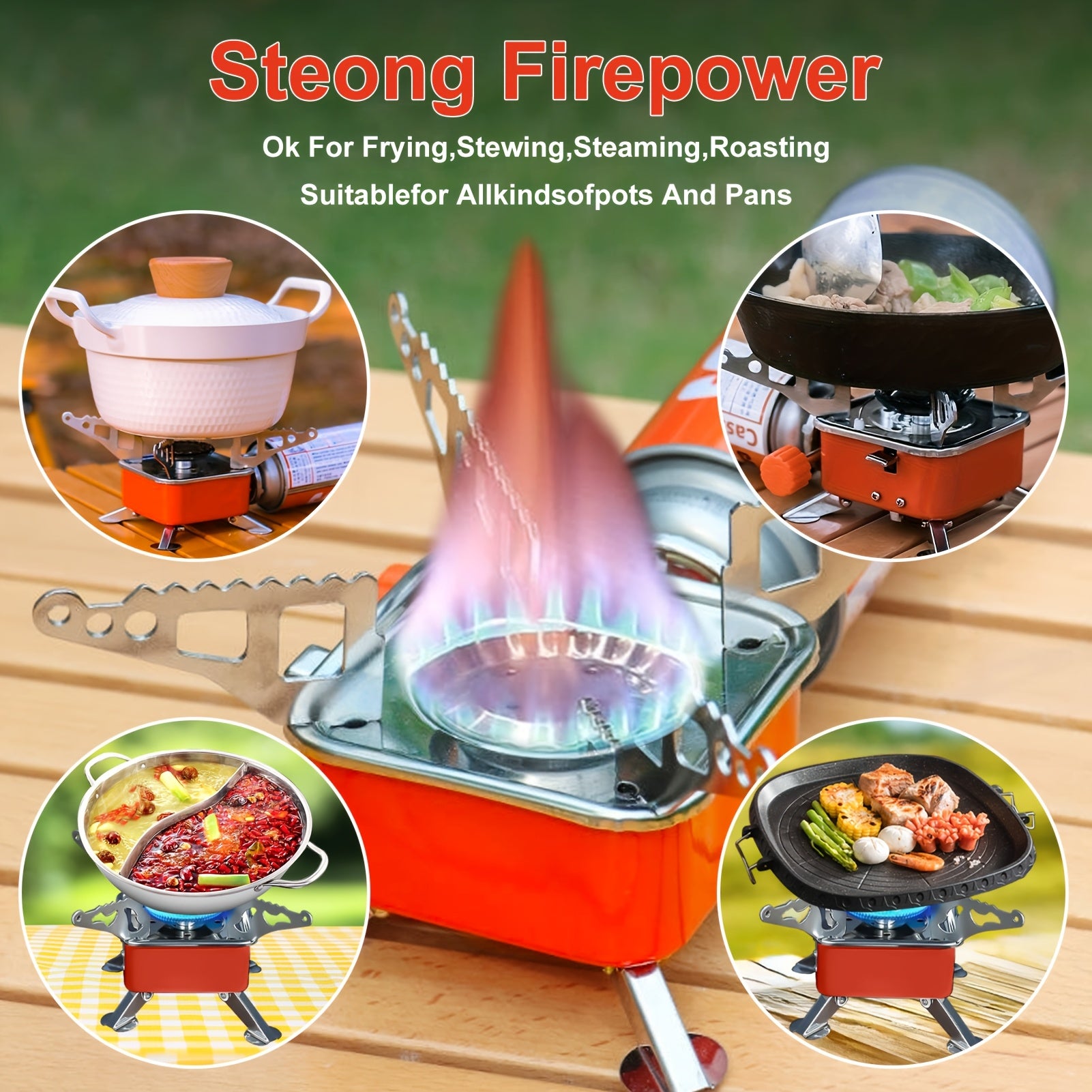 Stainless Steel Mini Folding Camp Stove – Portable Windproof Butane Gas Stove with Adjustable Flame for Camping, Hiking, Picnics & Outdoor Cooking