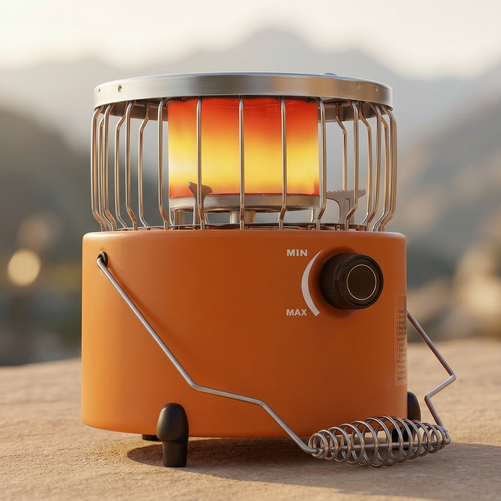 9000 BTU Propane Camping Stove Heater 2-in-1 Portable Indoor Outdoor Gas Stove Adjustable Flame Piezoelectric Ignition Emergency Preparedness Stainless Steel