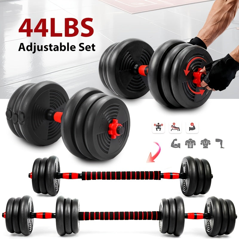 Quick-Adjust Dumbbell Set 22 & 44 LB – 3-in-1 Space-Saving Free Weights for Home Gym, Full Body Strength Training for Men & Women, Compact Apartment Fitness Equipment