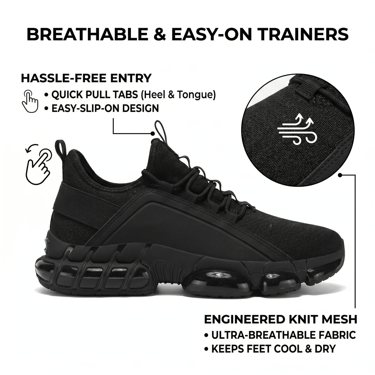 Men's Lightweight Breathable Running Shoes Air Cushion Low-Top Sneakers – Fabric Upper Athletic Shoes for Gym, Training, Hiking & Casual Wear US 6.5-13.5