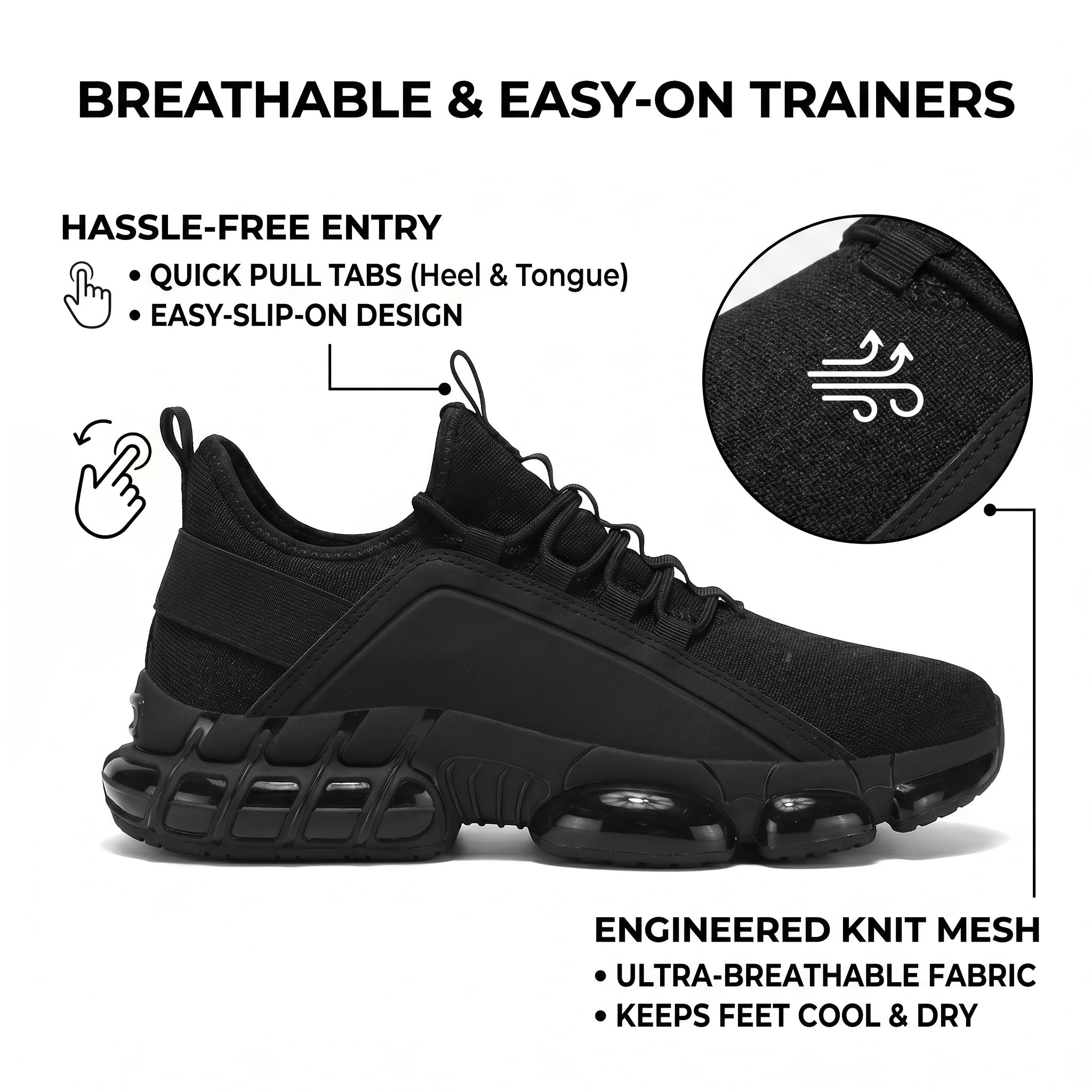 Men's Lightweight Breathable Running Shoes Air Cushion Low-Top Sneakers – Fabric Upper Athletic Shoes for Gym, Training, Hiking & Casual Wear US 6.5-13.5