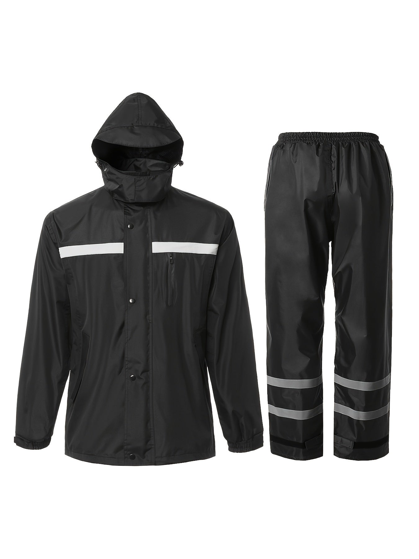 Waterproof Rain Suit for Men High Visibility – Reflective Rain Jacket & Pants for Work Fishing Farming Motorcycle S-XXL (Black, Blue, Yellow)