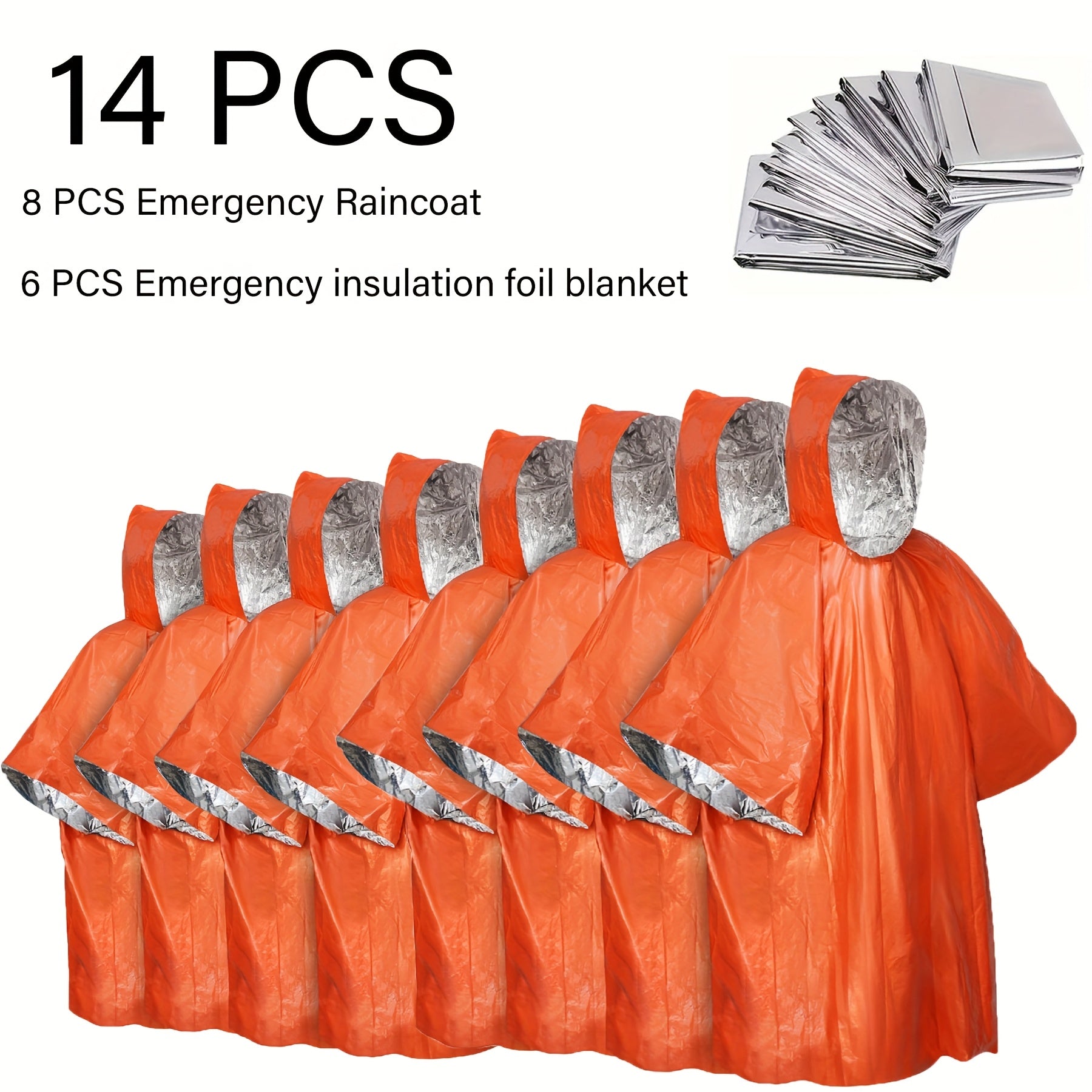 Emergency Rain Poncho Waterproof Two-Sided Thermal Blanket Pack – Portable Raincoat for Hiking Camping Survival Emergency Kit Bug Out Bag