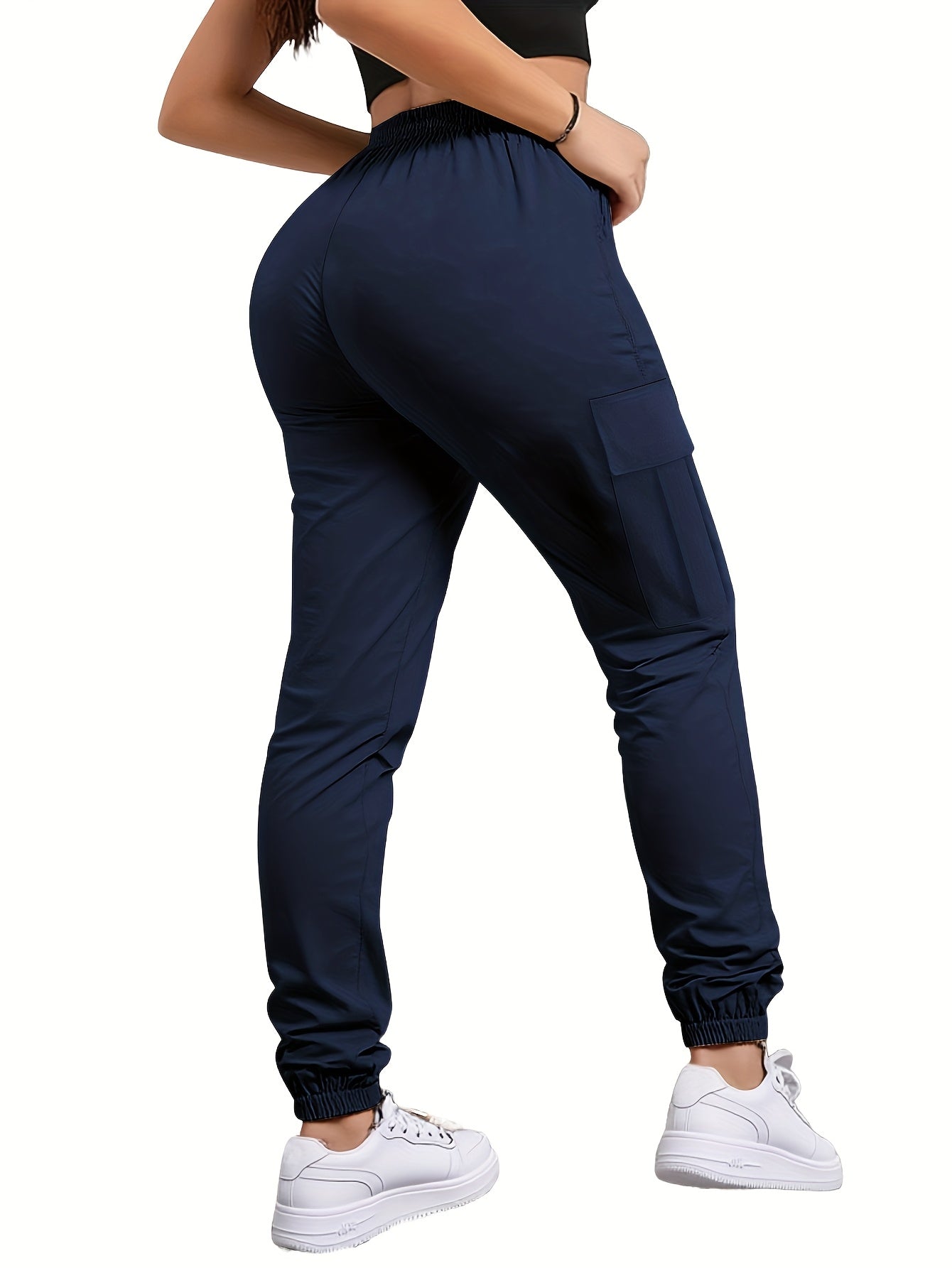 Women's Cargo Pants with Zippered Pockets – Elastic Drawstring Waistband, Large Pocket Casual Outdoor Trousers for Hiking, Travel & Everyday Wear, XS-XXL