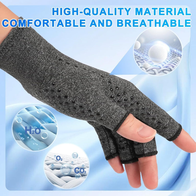 Fingerless Compression Gloves Breathable Non-Slip for Arthritis Joint Pain Relief Typing Gardening Cycling Gym Workout for Men and Women S M L XL Black Grey Purple Coffee