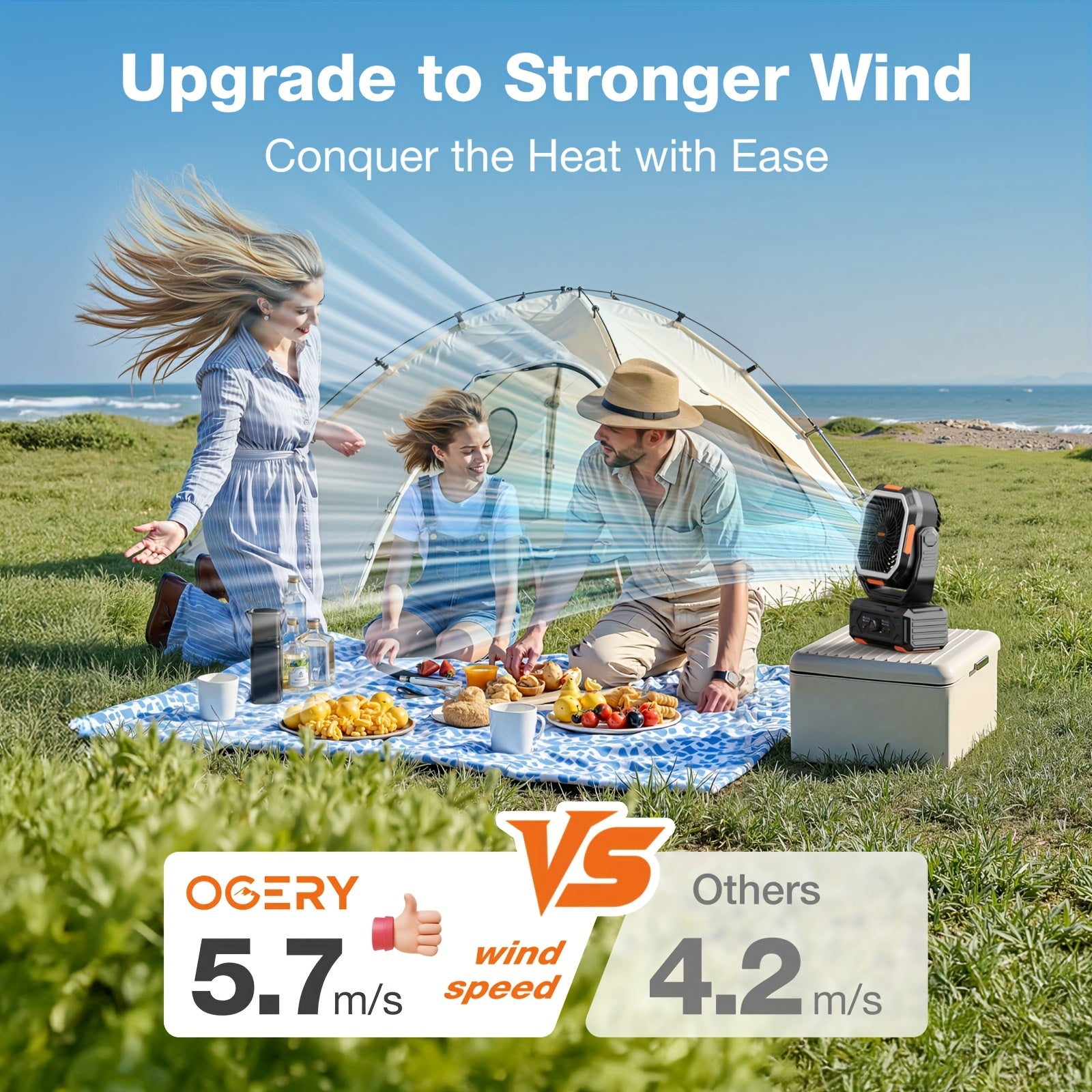 20000mAh Portable Camping Fan with Remote & Oscillation – 4-Speed Rechargeable Battery Fan with LED Lantern for Tent, Car, RV, Travel & Emergency Power Outage, 138-Hour Runtime