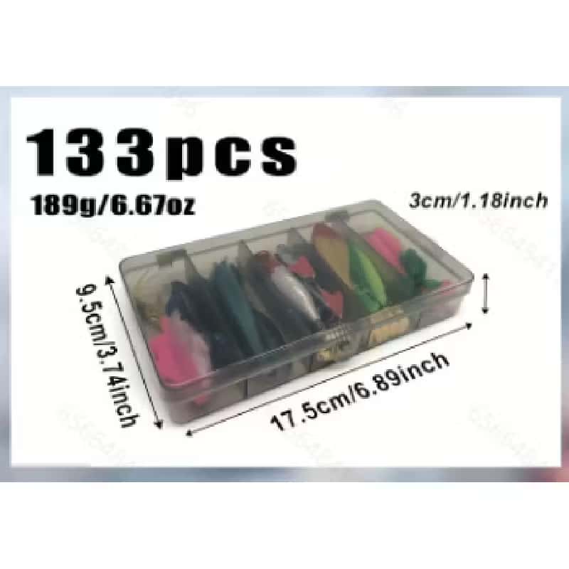 133-Piece Fishing Kit – Spinner Baits Wobblers Lead Jigs Sinkers Hooks & Storage Box Complete Freshwater Beginner Tackle Set for Bass Trout Carp