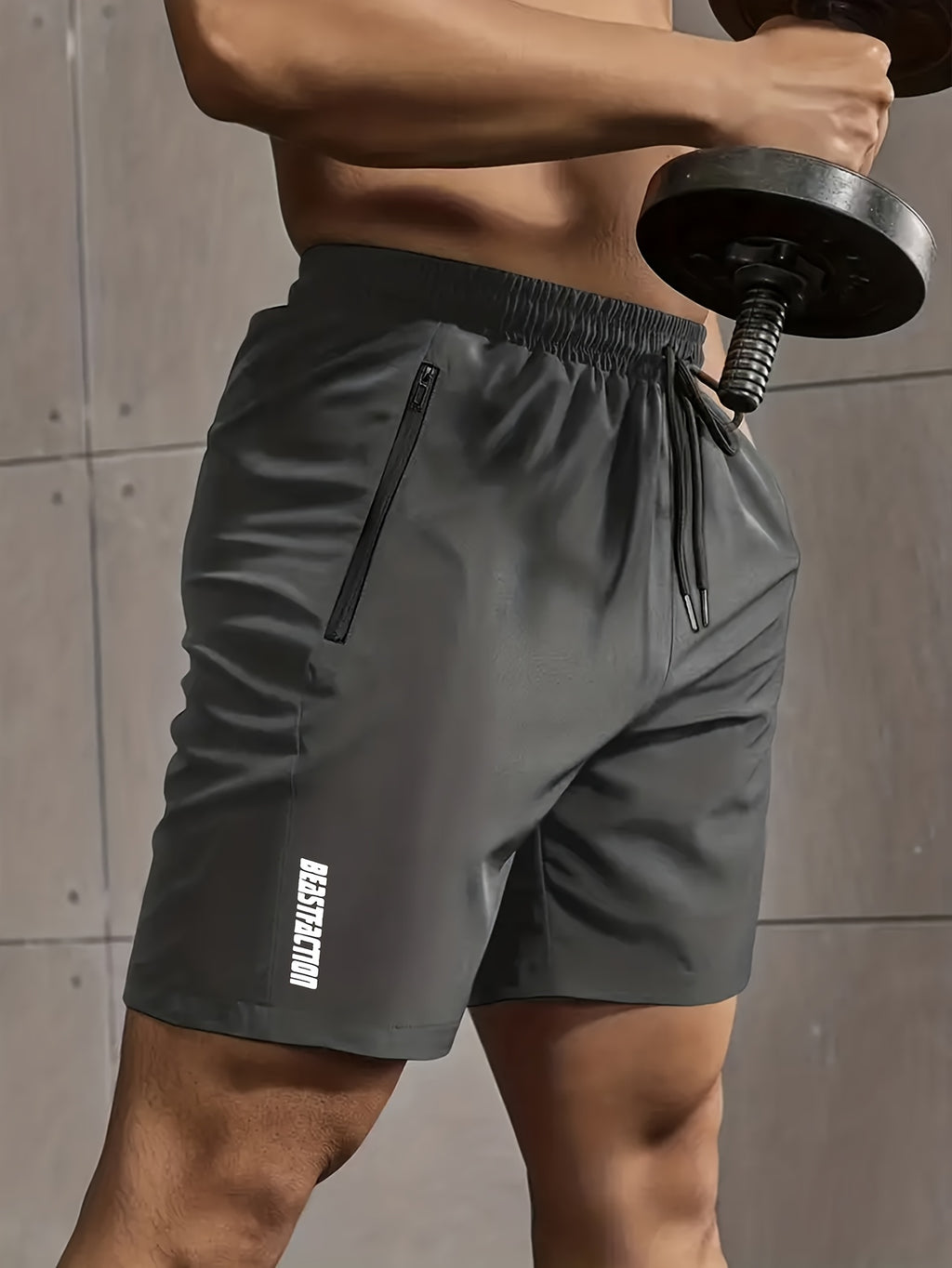 Men's Athletic Shorts 3-Pack with Zippered Pockets – Lightweight Polyester Gym Shorts, Elastic Drawstring Waist for Summer Fitness, Sports, Beach & Casual Outdoor Wear