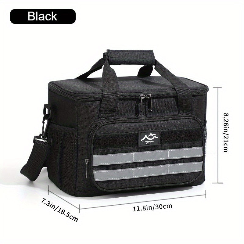 Large Capacity Insulated Cooler Bag Picnic Bag – Portable Crossbody Refrigerated Lunch Bag with Foil Storage Bags for Outdoor Camping Travel Black Grey Navy Khaki
