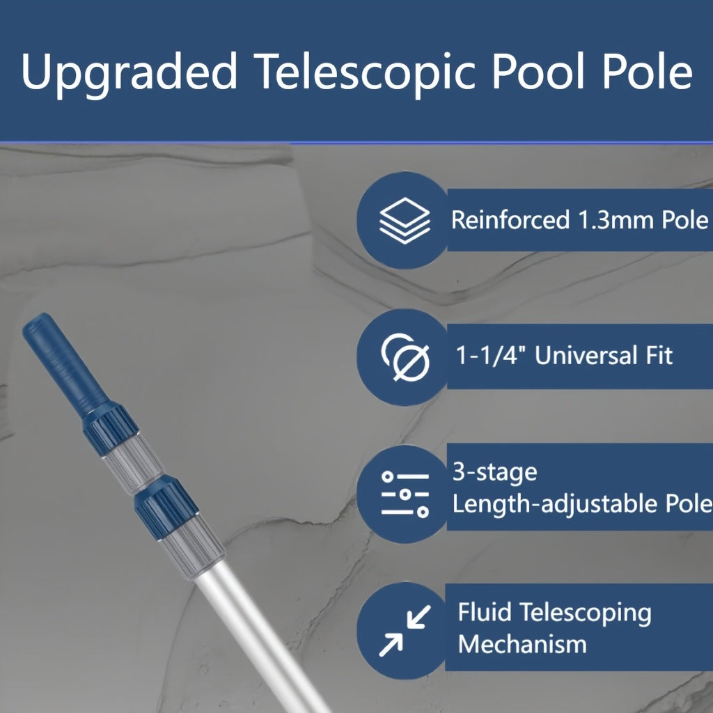 16ft Telescopic Pool Pole Heavy Duty Aluminum – Double Lock Adjustable Non-Slip Grip for Pool Cleaning Skimming Vacuuming Brushing Above Ground In-Ground Pools