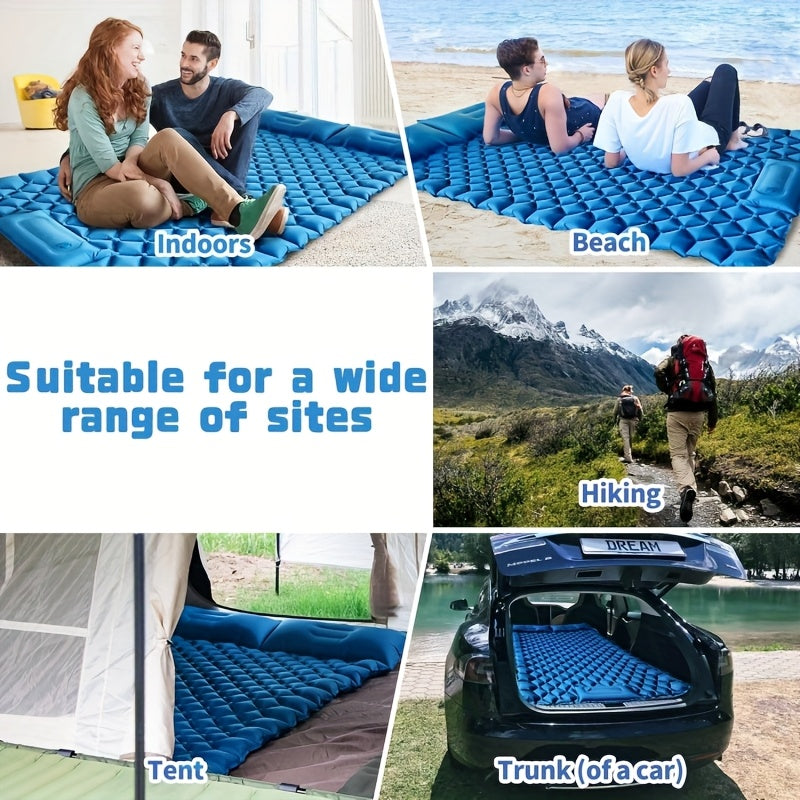 Inflatable Camping Sleeping Pad – Ultralight Nylon TPU with Built-In Pump, Single & Double Size, Self-Inflating Option for Backpacking, Hiking, Tent & Travel, Orange & Blue