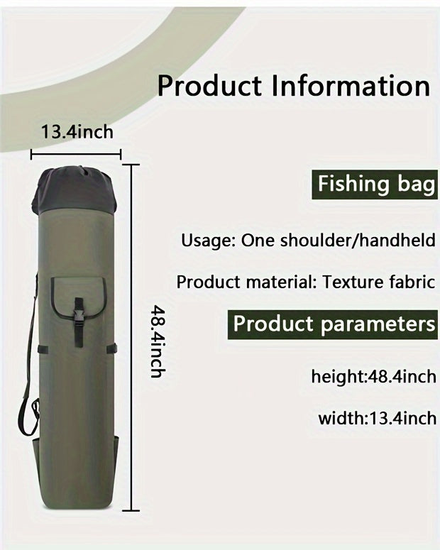 Fishing Rod Bag Large Capacity Foldable Multifunctional Gear Carrier Case with Two Lead Weights Durable Freshwater Saltwater Rod Holder Handbag Fishing Gift