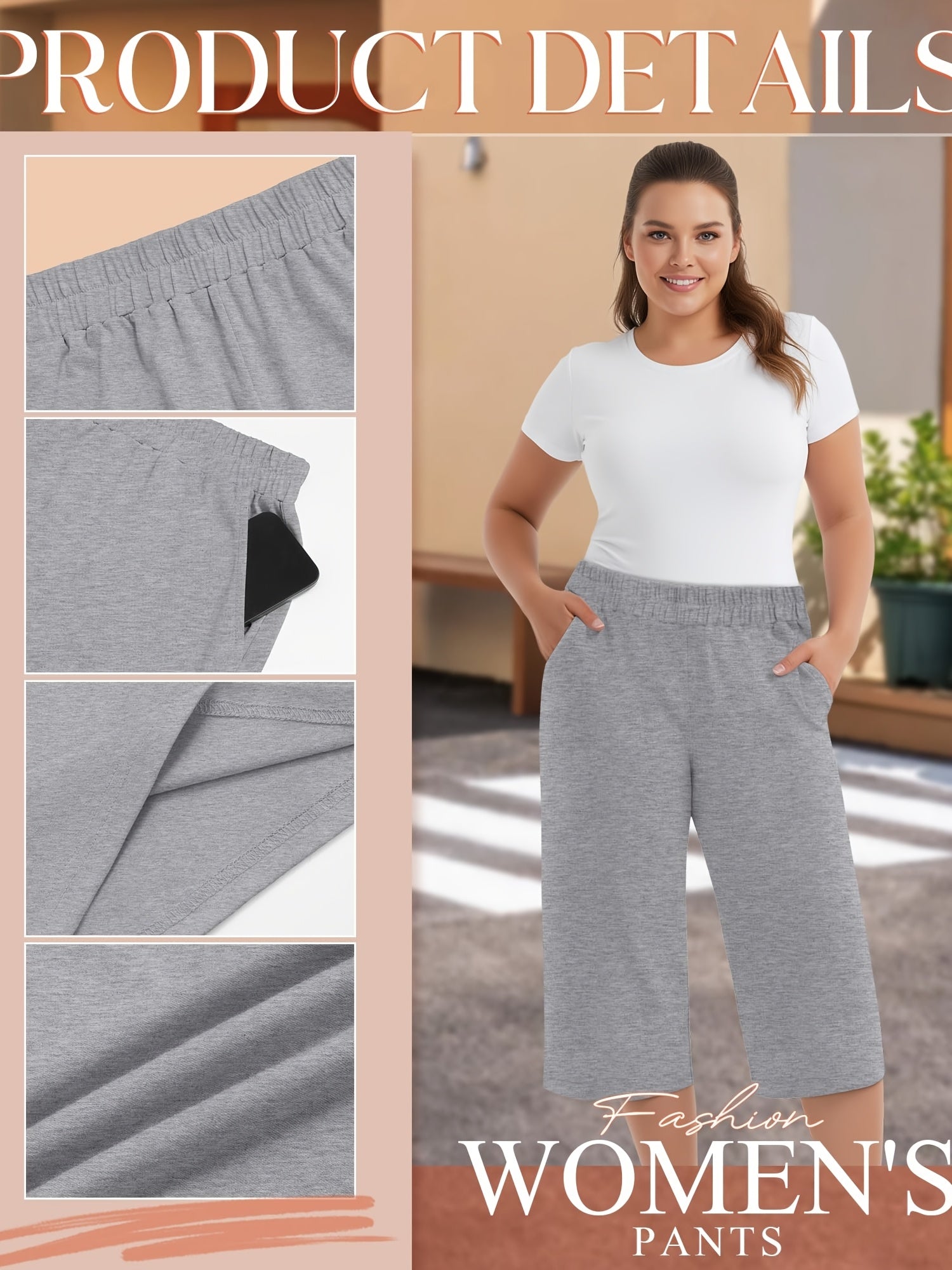 Women's Capri Pants 3 Pack Loose Lounge Joggers Yoga Cropped Sweatpants with Pockets – Elastic Waist Casual Spring Summer Fall