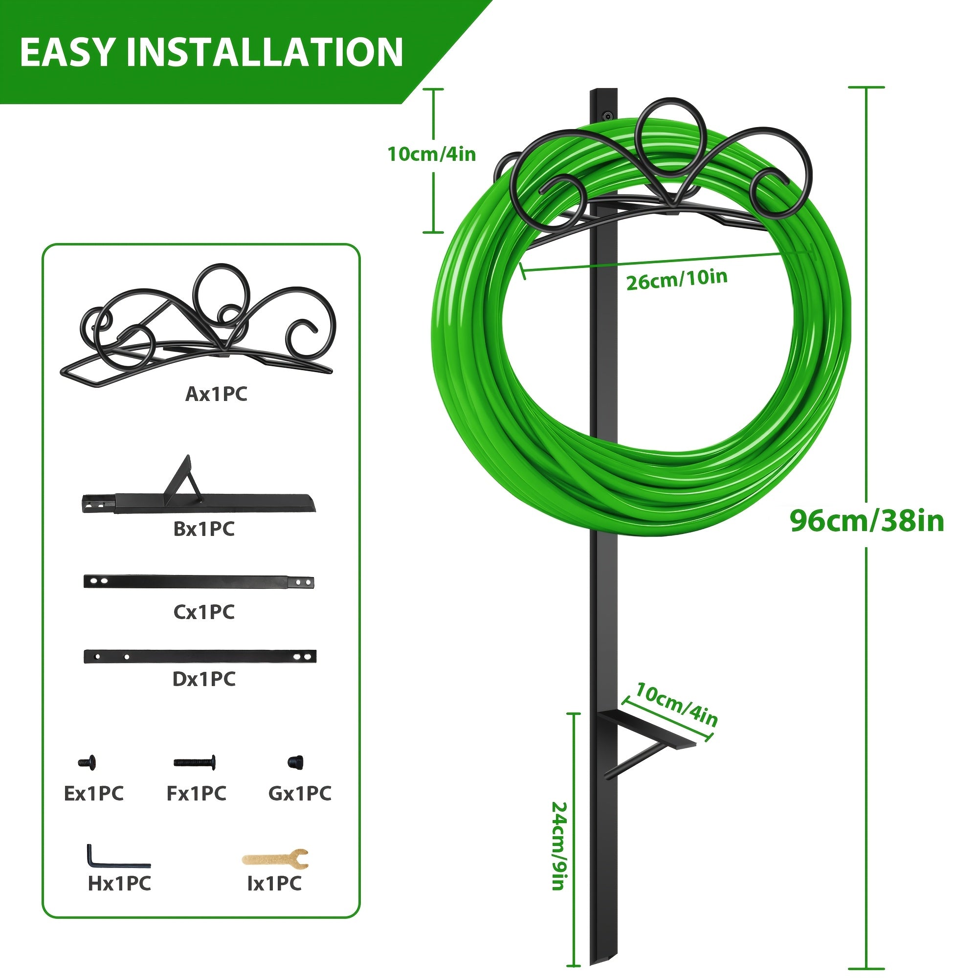 Garden Hose Holder Freestanding – Heavy-Duty Metal Hose Rack with Ground Spikes, Rust-Resistant, Detachable Organizer for Outdoor Lawn, Patio & Garden Beds | Multiple Styles