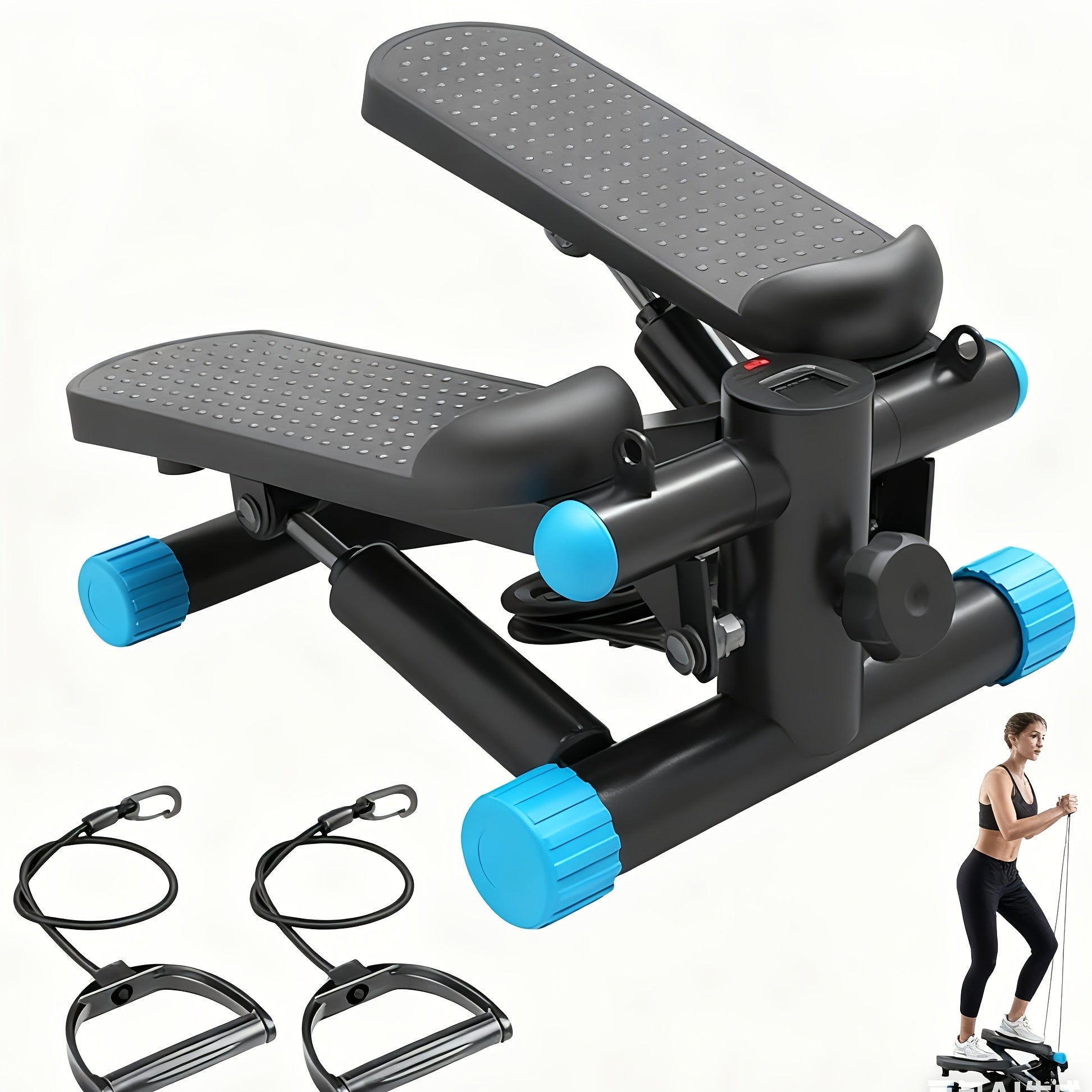 Stair Stepper Machine Mini Portable with Resistance Bands Twist Motion Full Body Workout 300LBS Compact Home Gym Cardio for Men Women