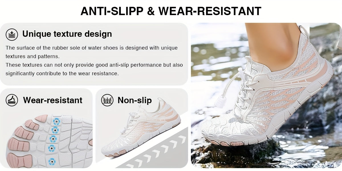 Women's Barefoot Shoes Wide Toe Box Non-Slip Breathable Lightweight - Water Shoes for Beach Pool Swim Hiking Walking, Sizes US 6-11, White Black Pink