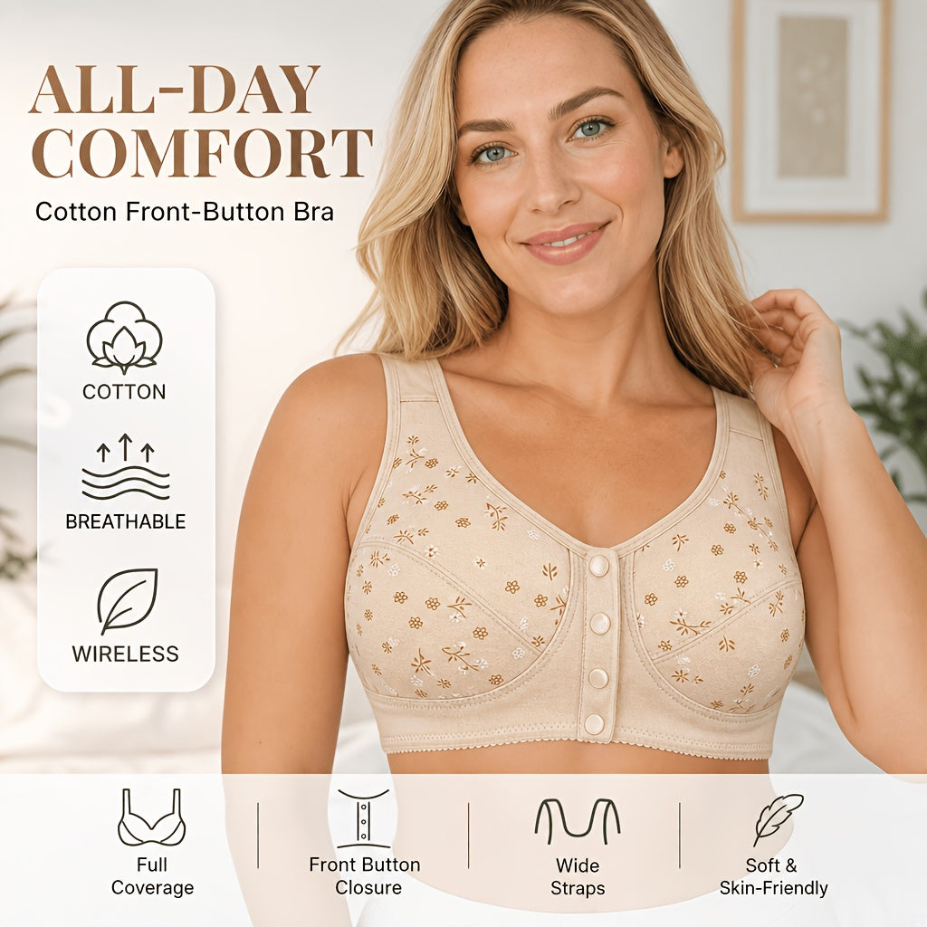 7-Pack Seamless Wireless Bra Set for Women – Front Button Soft No Underwire Breathable Bras for Daily Yoga Travel Mixed Color Green Mixed S-XXL