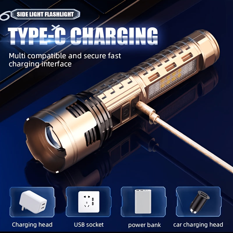 LED Flashlight Set 2 Pack Rechargeable – 3200 Lumens, 7 Modes, Zoomable Tactical Torch, USB-C, 900M Beam, for Camping, Hiking, Emergency & Survival, Carry Case Included
