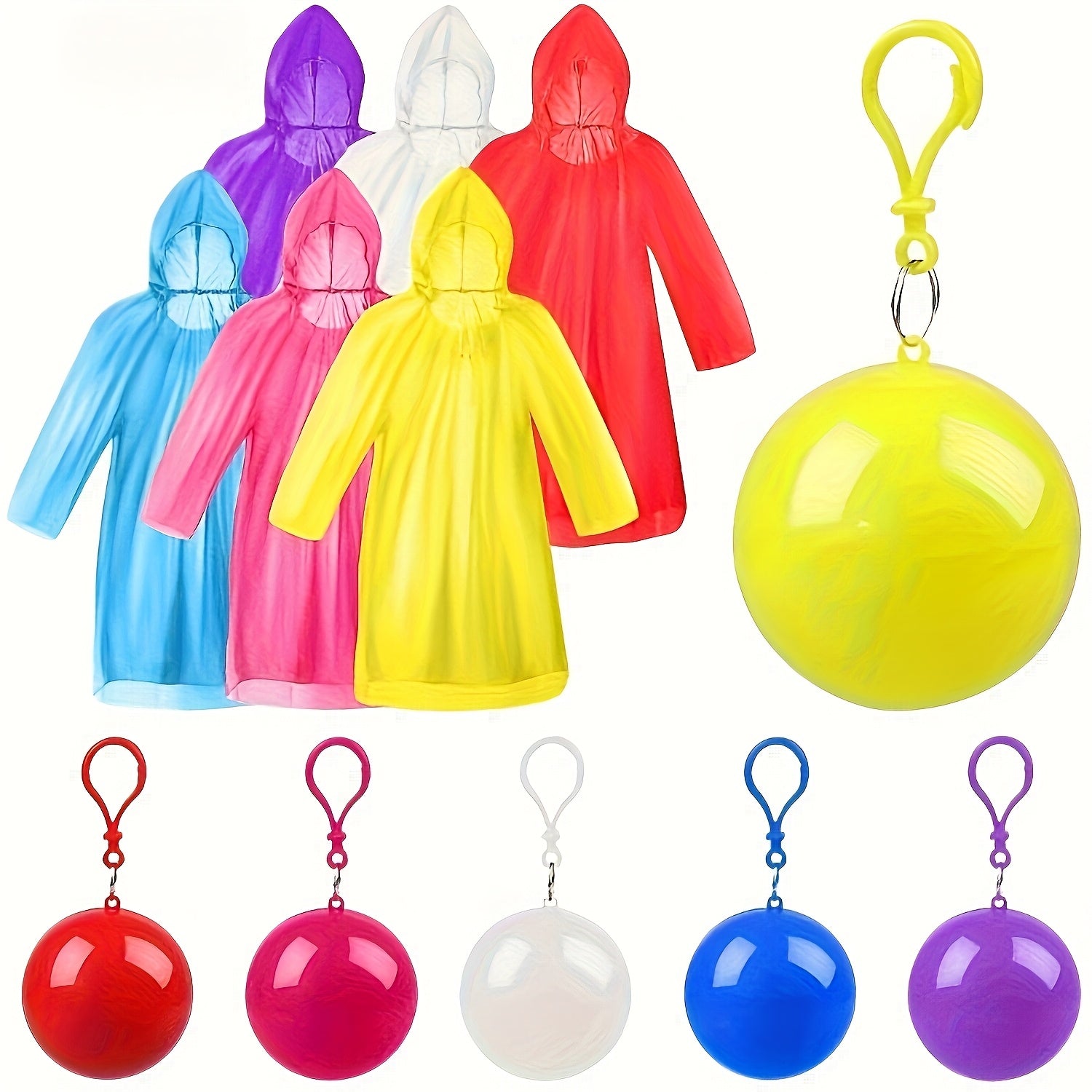 3-Pack Emergency Waterproof Raincoat with Keychain – Disposable Poncho for Camping Hiking Outdoor Sports Amusement Parks Adults Mixed Colors