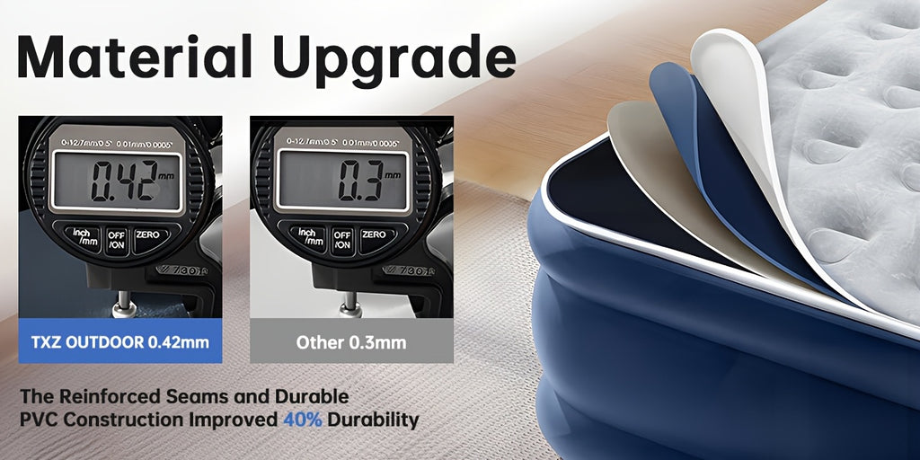 Queen Air Mattress 18 Inch Thick Inflatable Airbed with Built-in Pump – Plush Velvety Top Non-Slip Bottom for Camping, Guest Room, Indoor & Outdoor Use
