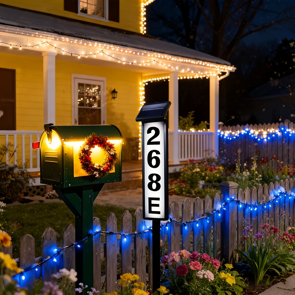 Solar House Number Light Outdoor - Ground Stake Lawn Lamp, No Wiring, Auto Night Lighting, IP44 Waterproof Address Plaque Light for Home, Mailbox, Driveway & Commercial - 1 Pack / 2 Pack