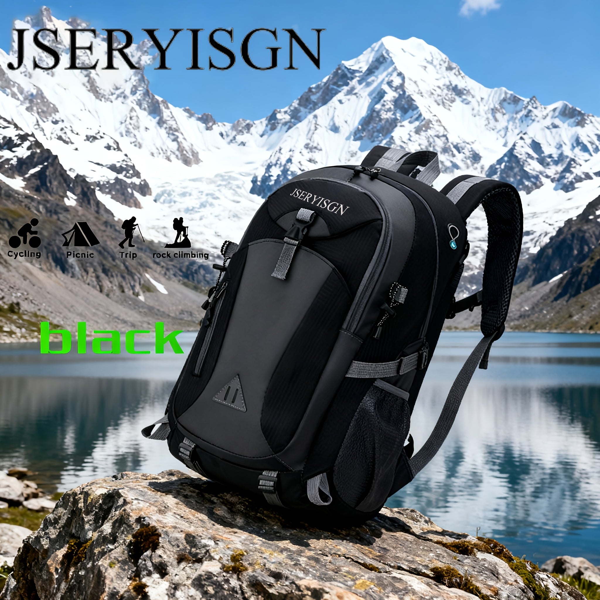 40L Hiking Backpack Lightweight Daypack Rucksack for Men Women with Hip Belt Zipper Closure Large Capacity for Camping Travel Cycling Climbing Outdoor Adventures