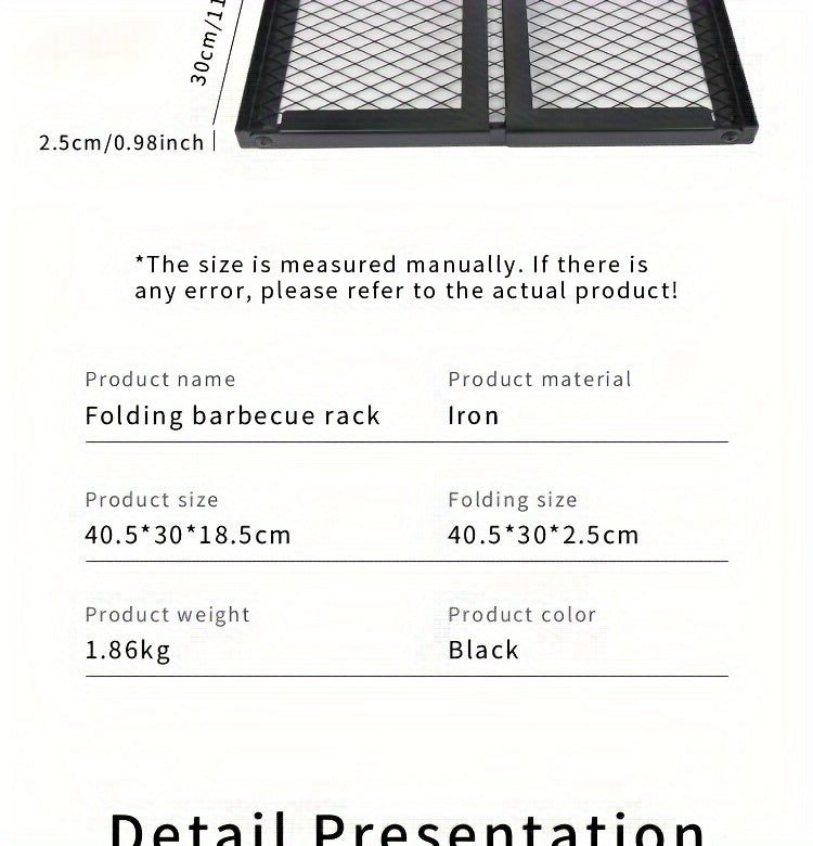 Heavy Duty Bonfire Campfire Grill for Outdoor Camping - Portable BBQ Grill with Firewood Rack, Storage Bag, Food Clips & Cleaning Cloth, RV Picnic Backyard Grill, Gift for Men