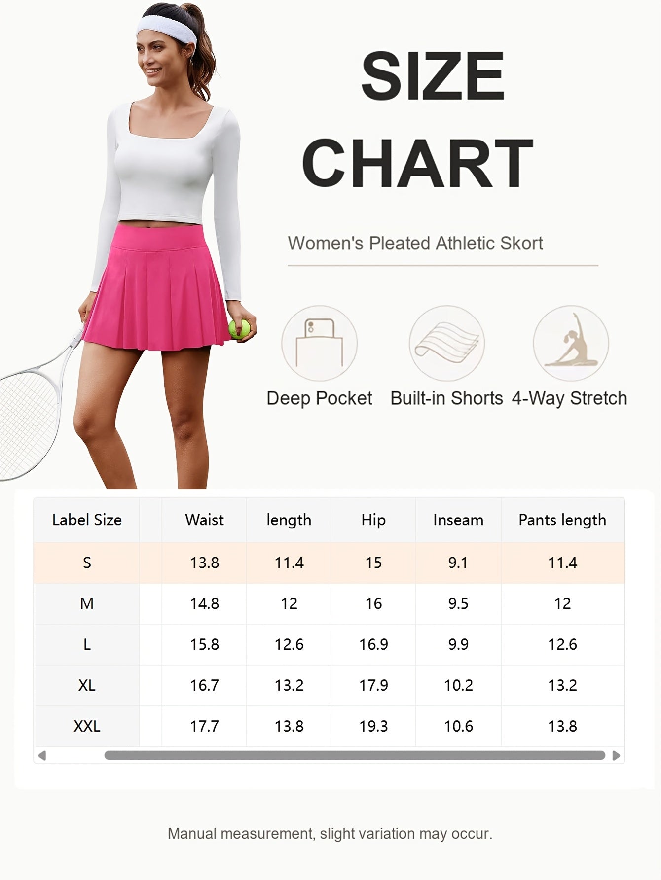 Women's Athletic Skort 3-Pack High Waisted with Built-In Shorts & Pockets – Tennis Golf Pickleball Running Skirt S-XXL Orange Navy White