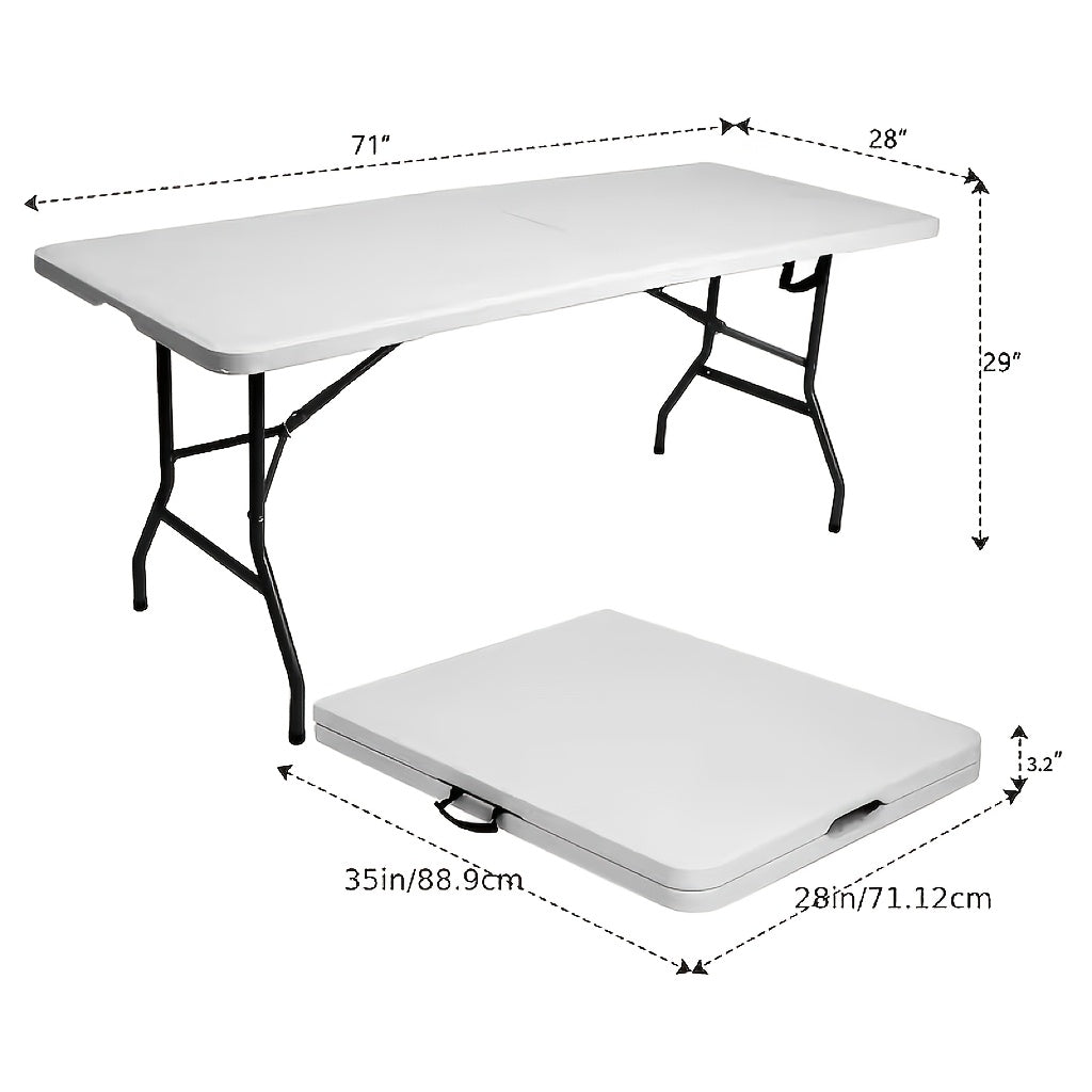 Plastic Folding Picnic Table Portable – Fold-in-Half Design with Carrying Handle & Locking Legs for Indoor & Outdoor Use, Camping, Tailgating & Dining, 2.5FT & 4FT