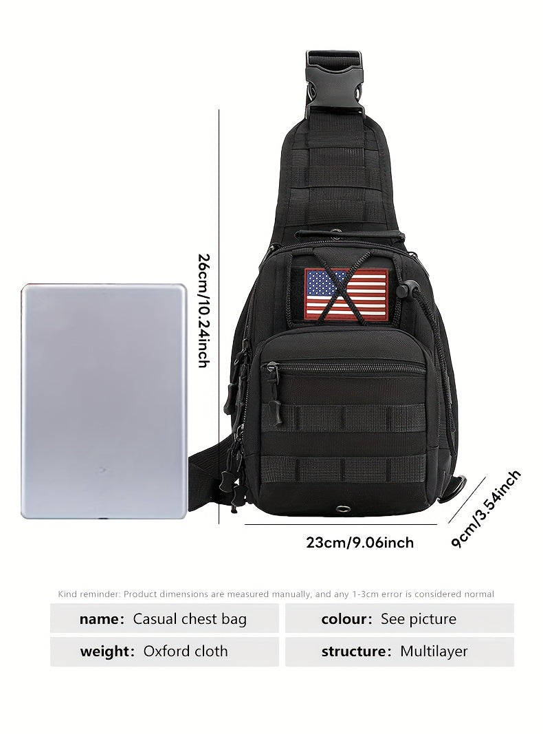 Men's Sling Bag Lightweight Crossbody Chest Pack, Multi-Pocket Shoulder Bag with Adjustable Strap for Cycling Hiking Travel EDC, Compact Outdoor Daypack for Men