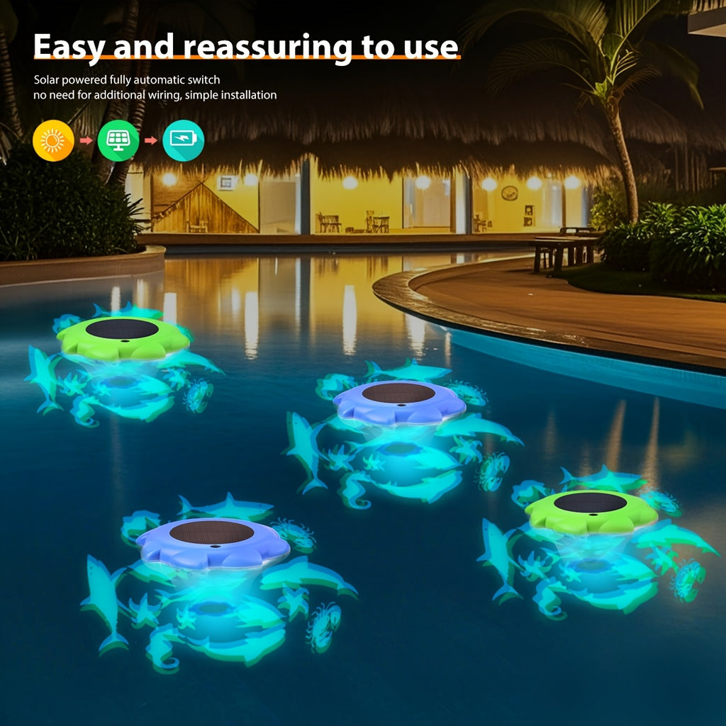Solar Floating Pool Lights IP68 Waterproof with Multiple Dynamic Modes, Underwater LED Light for Swimming Pool Pond Fish Tank Bathtub, Colorful Solar Powered Pool Decoration for Party Ambiance