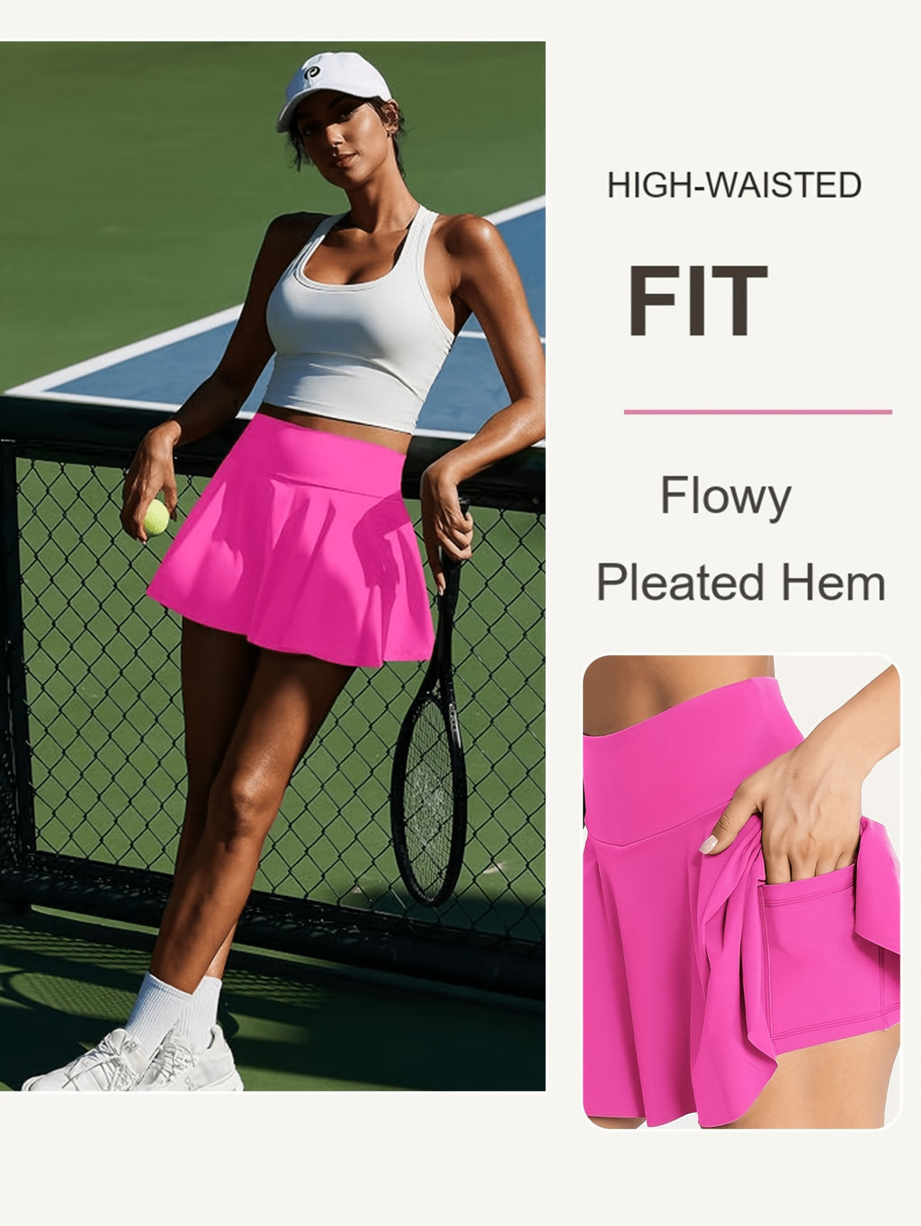 Women's Athletic Skort 3-Pack High Waisted with Built-In Shorts & Pockets – Tennis Golf Pickleball Running Skirt S-XXL Orange Navy White