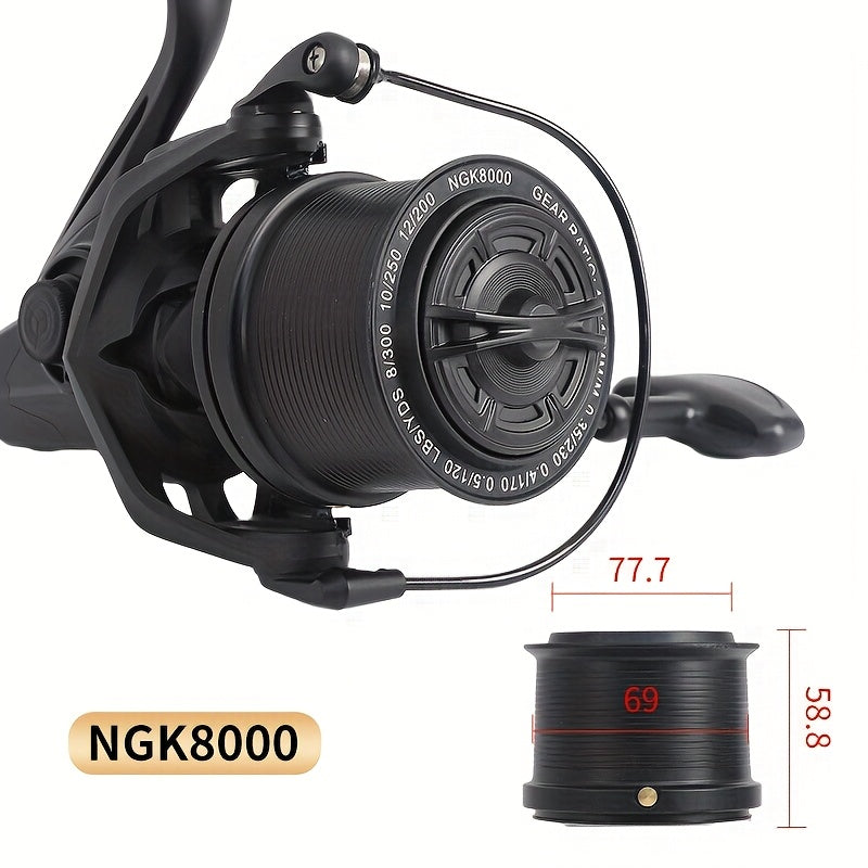 Deep Sea Spinning Fishing Reel 8000-14000 – Heavy Duty Metal Saltwater Reel, Large Line Capacity, Ambidextrous Handle, Offshore Big Game Fishing Wheel for Large Fish