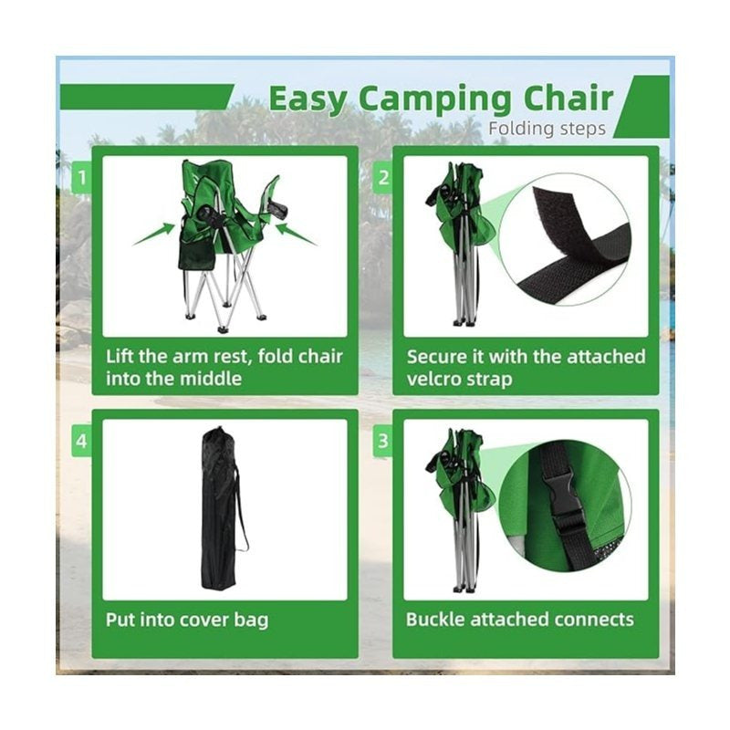 Folding Camping Chair with Canopy Sunshade Portable Beach Chair – 225 lbs Support Wide Seat Cup Holder Carrying Bag for Outdoor Lawn