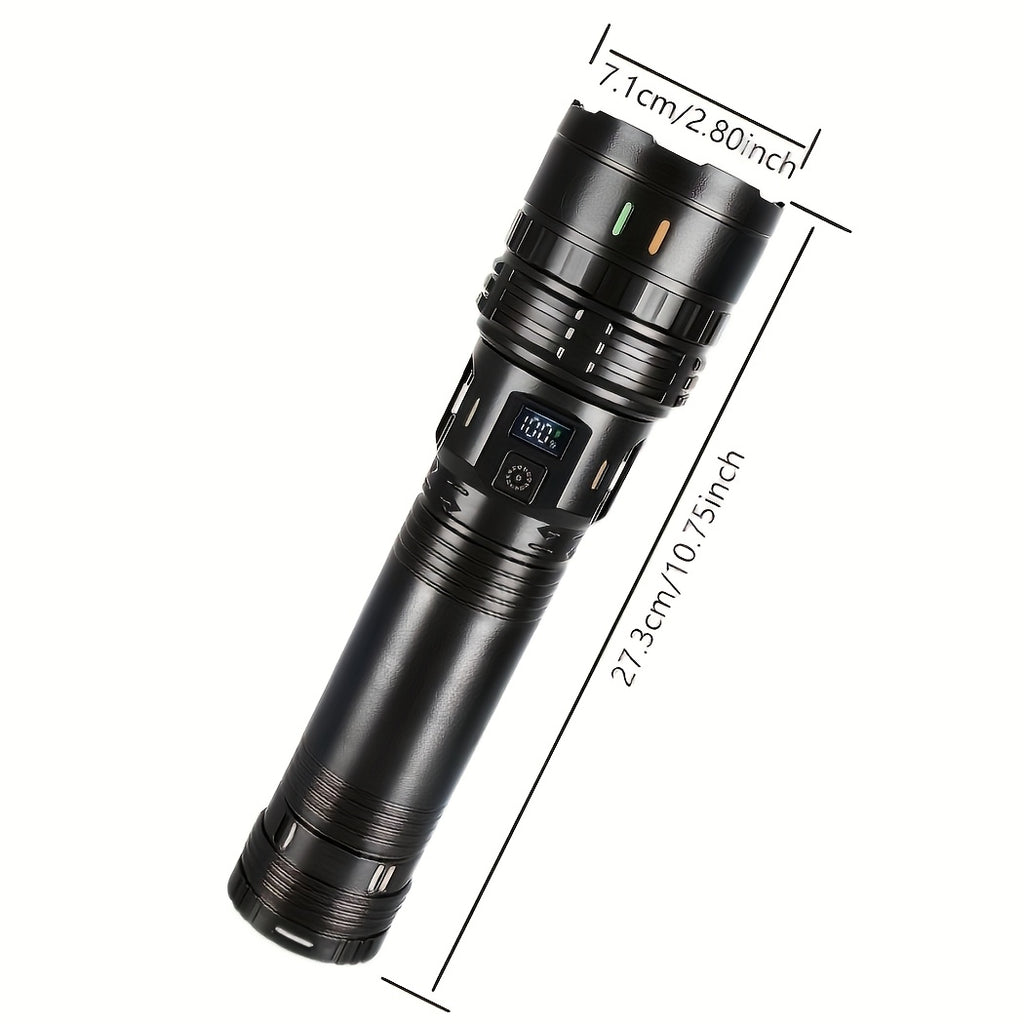 Tactical LED Flashlight 1500 Lumens Adjustable Zoom 200M Beam 4 Modes – Bright Handheld Torch for Camping, Hunting, Hiking, Farm Inspection & Emergency