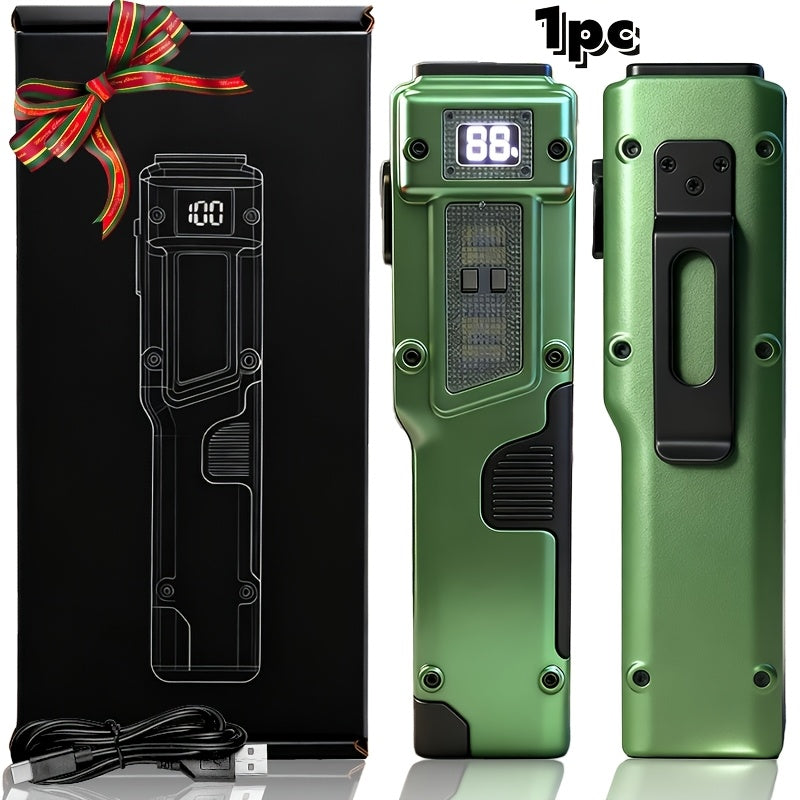 EDC Flat Rechargeable Flashlight 3000 Lumen UV LED Tactical Torch – 8 Modes Digital Display Aluminum Body Long Range for Camping Hiking Emergency Gift for Men